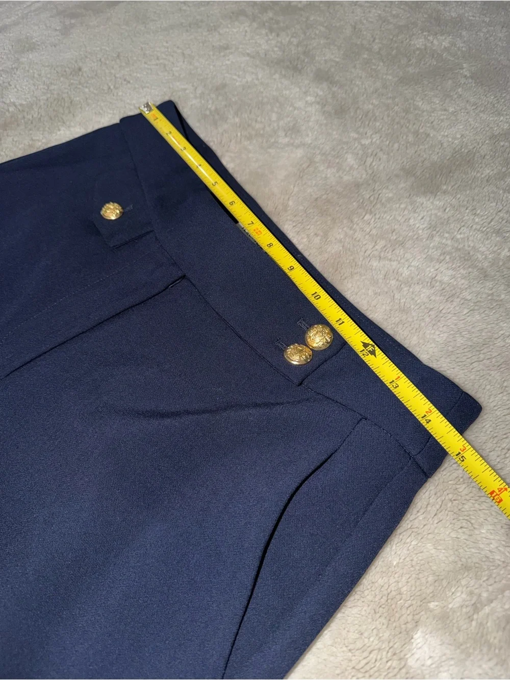 Veronica Beard Renzo Crest Button Pant Women’s 6 Navy Cropped Slim Leg Pant